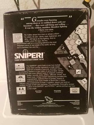 Vintage SPI/TSR Sniper Game Of Man To Man Combat 1941 - 90 2nd Edition Complete 2