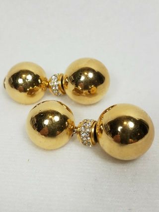 Christian Dior Vintage Clip Gold Ball Earrings,  1 3/4 Inches Long