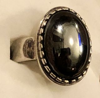 Signed Pd Vintage 925 Sterling Silver Hematite Ring Sz7 10.  2gr