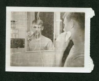 Unusual Vintage Polaroid Photo Boy Shaving Way To Manhood 426056