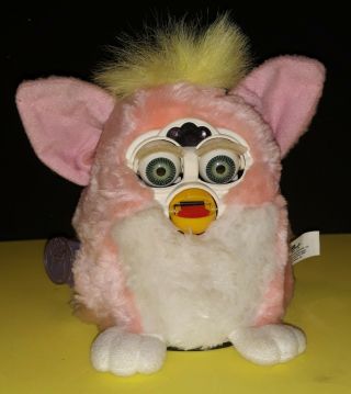 Vtg 1999 Furby Babies Tiger Electronics Pink With Yellow Hair 70 - 940 Not