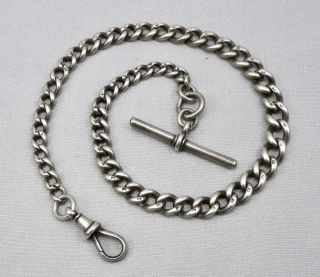 Antique Victorian English Sterling Silver Pocket Watch Chain Graduated England