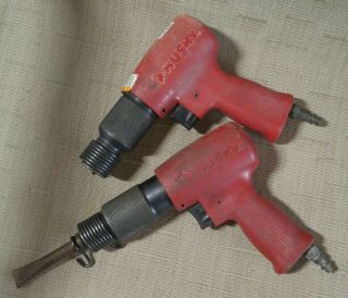 Two Vintage Husky H4610 90 Psig Pneumatic Air Hammers With One Chisel