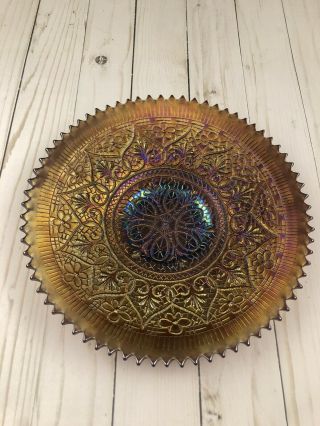 Antique Northwood Hearts & Flowers Purple Peacock Plate Dish Amethyst