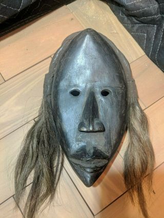 Dan Deangle Mask With Long Hair — Authentic Handcarved Wood African Art