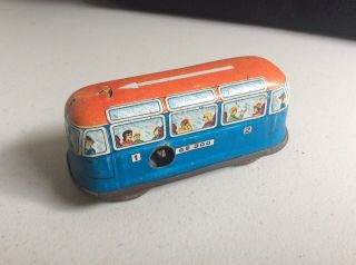 Vintage 1950’s Tin Litho Wind Up Toy Trolley Car Ge 300 In.