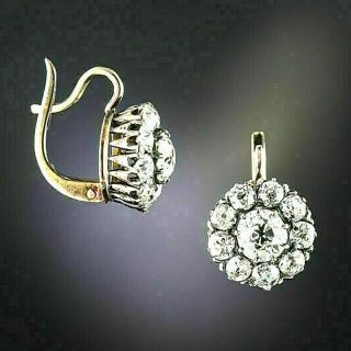 14k Gold Finish 2.  42ct Round Cut Diamond Antique Flower Drop/dangle Earrings