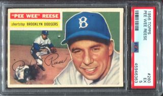 1956 Topps 260 Pee Wee Reese Psa 5 Ex Brooklyn Dodgers
