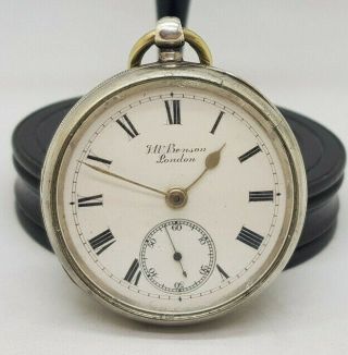 ANTIQUE SOLID SILVER J.  W.  BENSON LONDON POCKET WATCH 50 MM.  SPARE ONLY 2