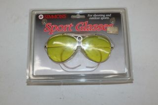 Vintage Simmons 1361 Shooting Glasses Yellow Aviator With Case In Package