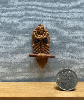 Dollhouse Miniature Vintage Ooak Artisan Owl Macrame’ Wall Hanging