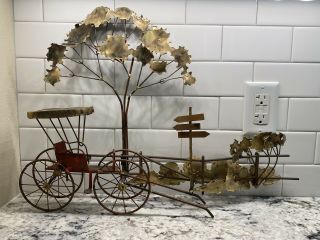 Curtis Jere Metal Wall Hanging / Sculpture Of Carriage At Crossroads / Buggy Mcm