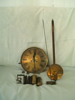 Antique / Gustav Becker / Double Weight/ Brass Faced Clock / Movement Only