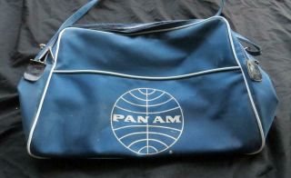 Vintage Pan Am Airline Vinyl Messenger Bag Carry On Travel Flight Globe Strap