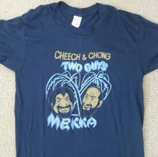 Cheech & Chong Two Guys From Mekka Vintage T - Shirt Lrg Things Are Tough All Over