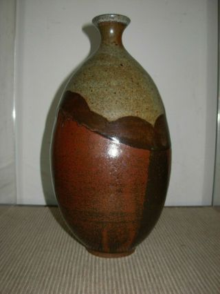 Large Danish Modern Vtg Modernist Rustic Organic Stoneware Art Pottery Drip Vase