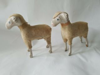 2 Vintage Nativity Sheep Made In Occupied Japan 3 1/2 Inches Tall