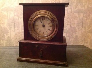 Antique Early Mechanical Time Recorder Clock  With Electrics To Restore