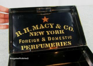 Antique R.  H.  Macy & Co.  York Perfume Cash Document Vanity Lock Toleware Box