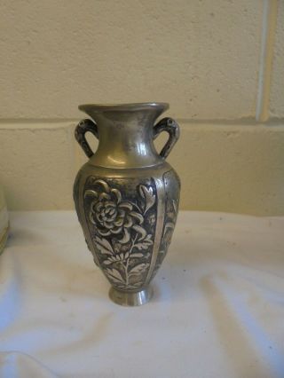 Antique Chinese Solid Silver Vase 202g 15.  5cm High