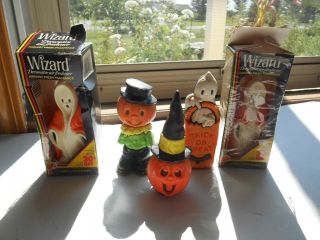 Vintage Wizard Air Freshener Wax Halloween Pumpkin/witch Hat Scarecrow Ghost