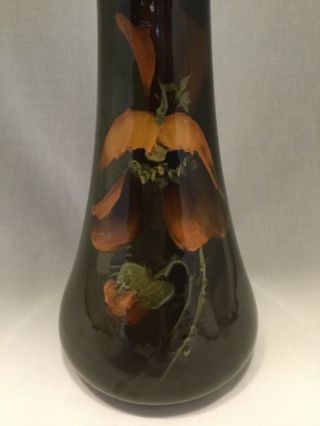 Antique J.  B.  Owens Utopian Art Pottery Vase Brown & Green Glaze - Flowers.  3260 3