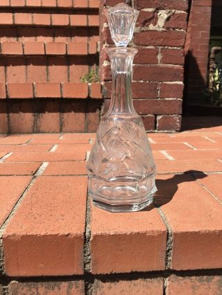 Vintage Heavy Lead Crystal Whiskey Decanter With Cut Stopper - 1970s
