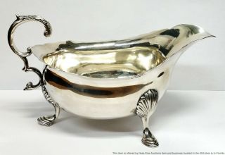 Tiffany & Co Makers Antique Sterling Silver Footed Gravy Sauce Boat 6.  56ozt