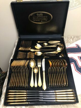 Solingen - Service For 12 - Gold Plated 18/10 23 - 24k Gold Plated - Forks Spoons Etc