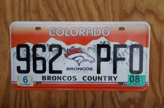 2008 Colorado Broncos Football License Plate -