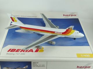 Iberia Boeing 747 - 200 Ec - Dib Metal Aircraft Model 1:400 Scale Herpa Rare