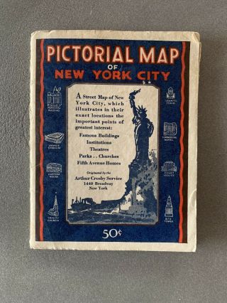 1926 Arthur Crosby Serv.  Illustrated Pictorial Map Of York City Nyc