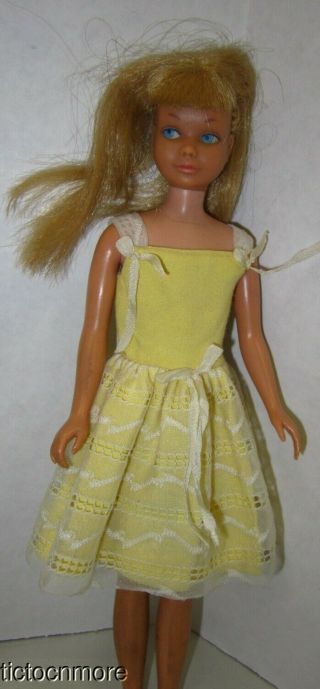 Vintage Barbie Sister Skipper Doll Ash Blonde Triple Bangs & Flower Girl Dress