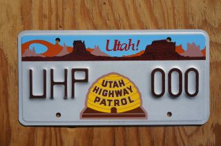 Utah Highway Patrol Police Sample License Plate With Beehive