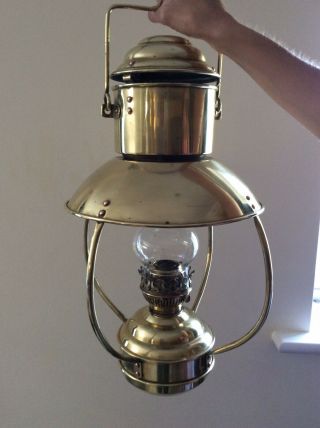 Antique Brass Hanging Paraffin Oil Lantern Lamp Nautical 2