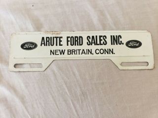 Vintage Arute Ford Sales Auto License Plate Topper 40 