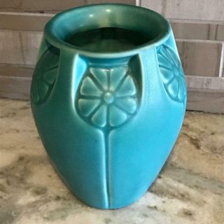 Antique Rookwood Arts & Crafts Pottery Circa 1934 Teal Flower Vase 2380