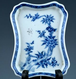Fine Quality 18thc Chinese Qianlong Blue & White Bird Landscape Ring Desk Tray