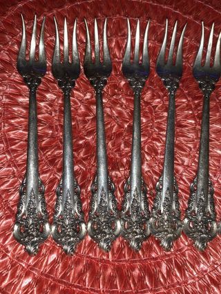 wallace grande baroque sterling silver set Of 8 Seafood Forks 2