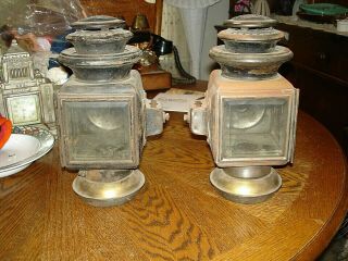 Pair Antique Ford Model T Kerosene Lanterns - Lamps Model 110