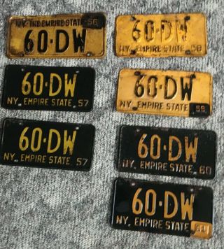 7 York State License Plates 1955 - 1960 60 - Dw