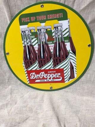 Vintage Dated 1940 Drink Dr.  Pepper " Good For Life " Porcelain Sign Soda 6 Pack