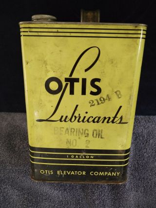 Vintage Otis Elevator Company Bearing Lubricant Oil Can 1 Gallon