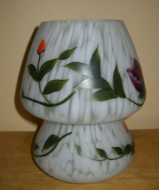 Vintage Hand Painted Floral Design Table Lamp Light One Piece Double Globe