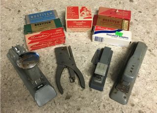 Set Of Four Vintage Staplers