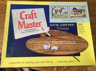 Vtg 1958 Craftmaster Paint By Number Set Of 2 1 Never Started Horses Paints Incl
