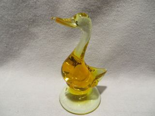 Vintage Mid Century Modern Viking Glass Amber Duck Glass Figurine