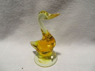 Vintage Mid Century Modern Viking Glass Amber Duck Glass Figurine 2