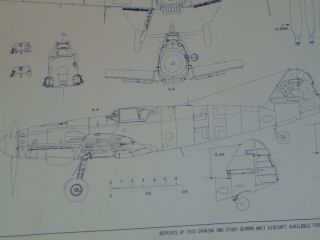 1978 Scalecraft Messerschmitt Bf - 109 B&k Wwii Fighter Aircraft Blueprints 36x24 "