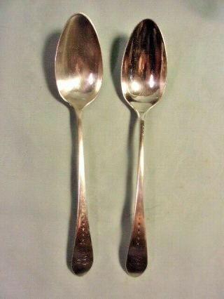 Two Antique Coin Silver Serving Spoons By William Little,  8 - 3/4 Inches